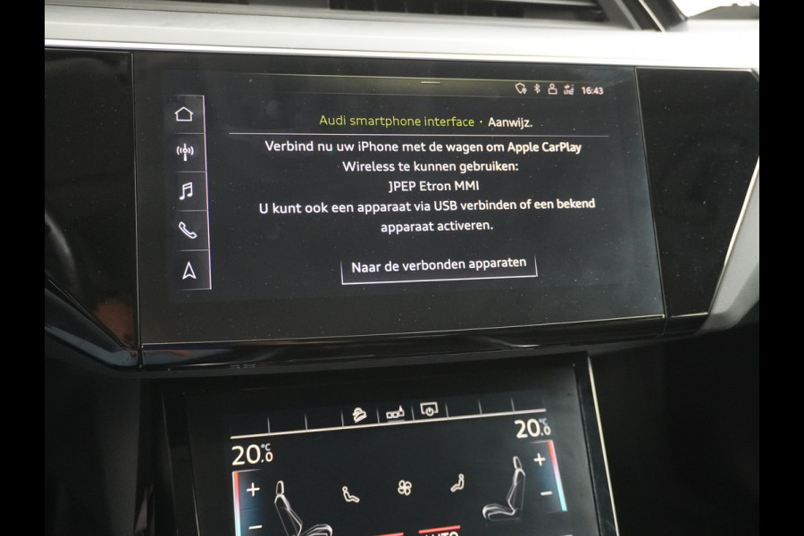 Audi e-tron 50 Quattro Launch Edition Plus 71kWh Leder SOH=91% Panoramadak Adap.Cruise Android Auto Wireless Apple Carplay Navi Ecc Luchtver Memory Stoelverwarming Led Elek.Achterklep Keyless 1e Eigenaar Origineel Nederlandse Auto