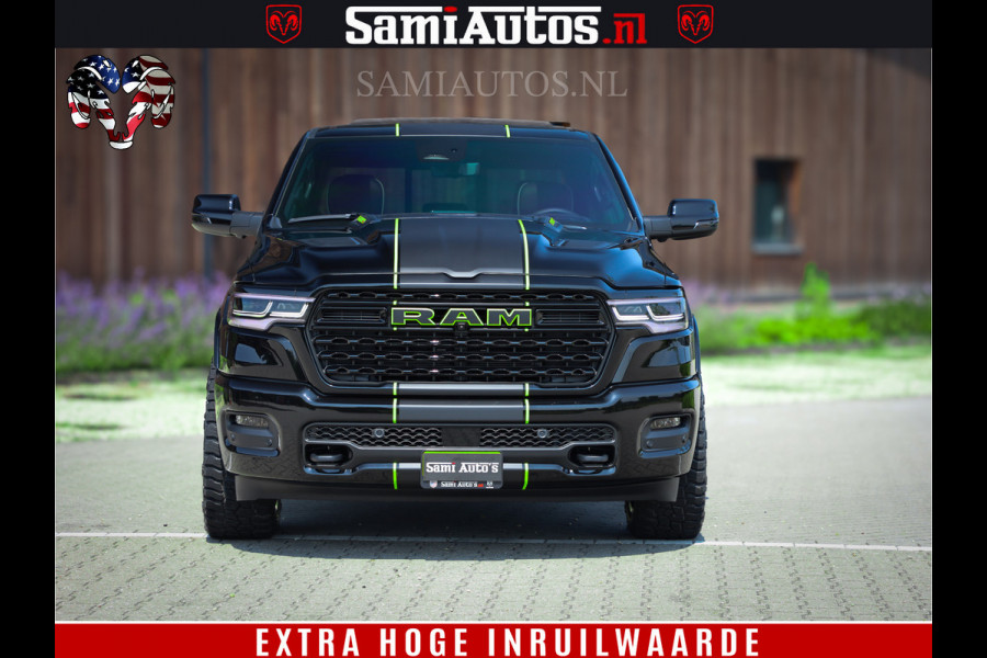 Dodge Ram 1500 Limited Night High Output 540HP 706Nm | Massage + Full Option | De Meest Luxe en Volle Pick-Up in zijn Klasse | Comfortabele Dubbele Cabine met Royale 5 Zitplaatsen | BPM vrij | Nu Leverbaar uit Voorraad | Voorraad Nr 2300 - 7689