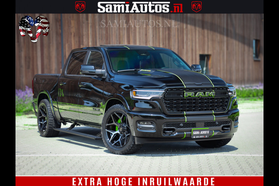 Dodge Ram 1500 Limited Night High Output 540HP 706Nm | Massage + Full Option | De Meest Luxe en Volle Pick-Up in zijn Klasse | Comfortabele Dubbele Cabine met Royale 5 Zitplaatsen | BPM vrij | Nu Leverbaar uit Voorraad | Voorraad Nr 2300 - 7689