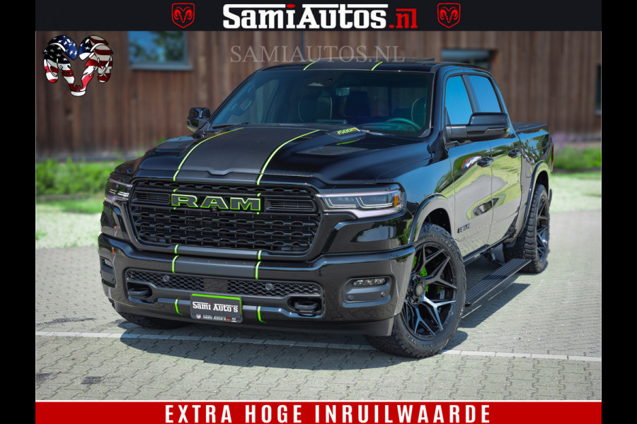 Dodge Ram 1500 Limited Night High Output 540HP 706Nm | Massage + Full Option | De Meest Luxe en Volle Pick-Up in zijn Klasse | Comfortabele Dubbele Cabine met Royale 5 Zitplaatsen | BPM vrij | Nu Leverbaar uit Voorraad | Voorraad Nr 2300 - 7689