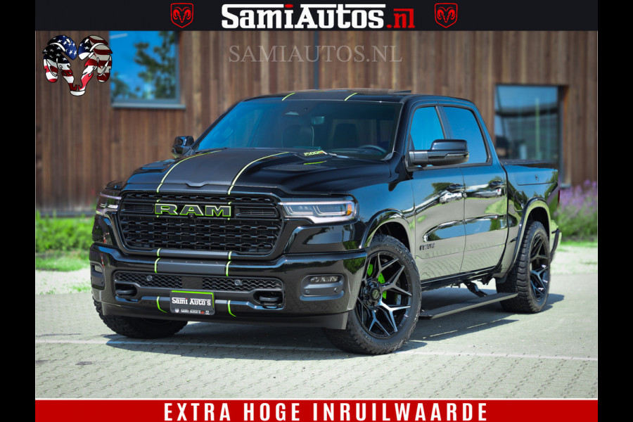 Dodge Ram 1500 Limited Night High Output 540HP 706Nm | Massage + Full Option | De Meest Luxe en Volle Pick-Up in zijn Klasse | Comfortabele Dubbele Cabine met Royale 5 Zitplaatsen | BPM vrij | Nu Leverbaar uit Voorraad | Voorraad Nr 2300 - 7689