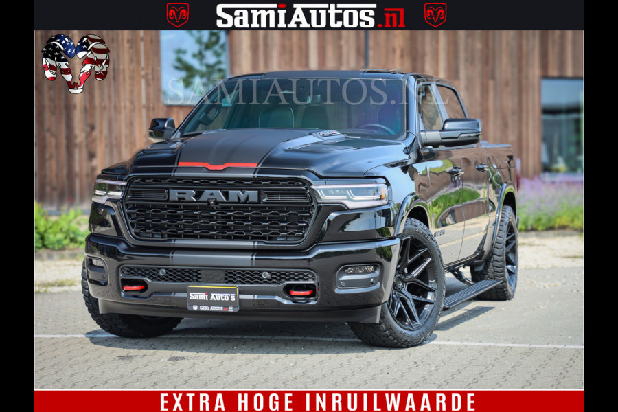 Dodge Ram 1500 Limited Night High Output 540HP 706Nm | Massage + Full Option | De Meest Luxe en Volle Pick-Up in zijn Klasse | Comfortabele Dubbele Cabine met Royale 5 Zitplaatsen | BPM vrij | Nu Leverbaar uit Voorraad | Voorraad Nr 2331 - 5133