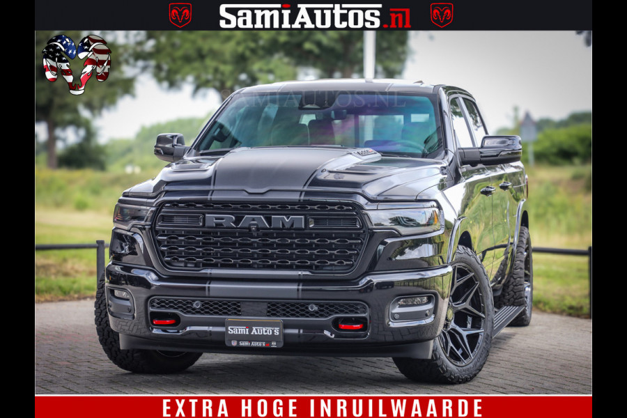 Dodge Ram 1500 Limited Night High Output 540HP 706Nm | Massage + Full Option | De Meest Luxe en Volle Pick-Up in zijn Klasse | Comfortabele Dubbele Cabine met Royale 5 Zitplaatsen | BPM vrij | Nu Leverbaar uit Voorraad | Voorraad Nr 2326 - 5169