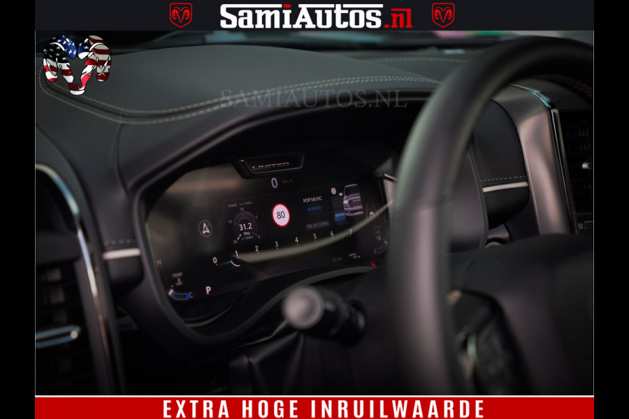Dodge Ram 1500 Limited Night High Output 540HP 706Nm | Massage + Full Option | De Meest Luxe en Volle Pick-Up in zijn Klasse | Comfortabele Dubbele Cabine met Royale 5 Zitplaatsen | BPM vrij | Nu Leverbaar uit Voorraad | Voorraad Nr 2326 - 5169