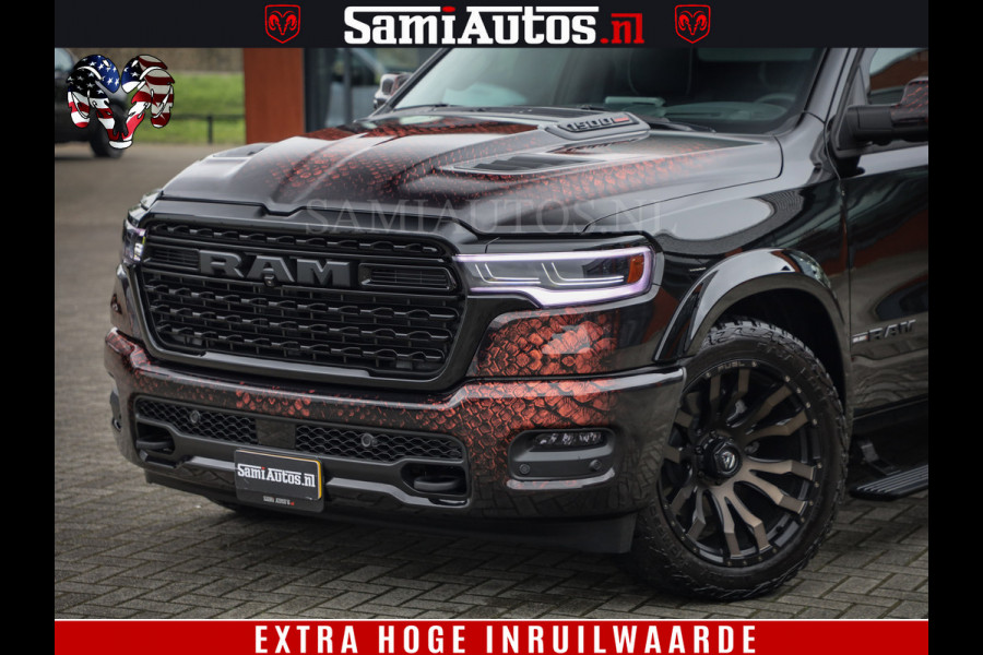 Dodge Ram COBRA EDITION | All-In Prijs | 1500 Limited Night High Output 540HP 706Nm | Massage + Full Option | De Meest Luxe en Volle Pick- Comfortabele Dubbele Cabine met Royale 5 Zitplaatsen | BPM vrij | Nu Leverbaar uit Voorraad | Voorraad Nr 2335 - 5153 |