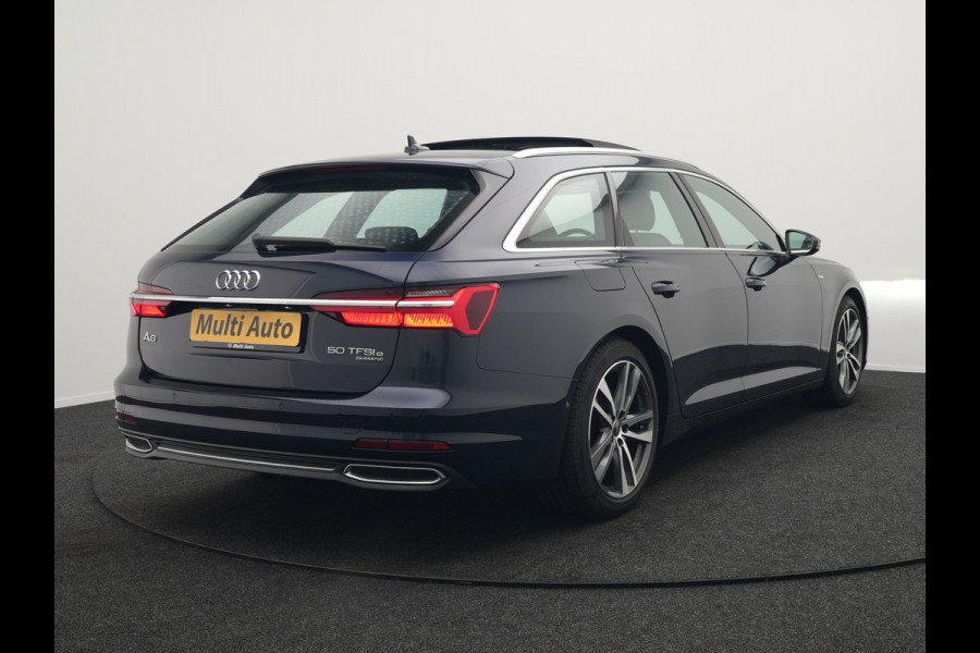 Audi A6 Avant 50 TFSI e quattro S Line Plug In Hybrid 300pk PHEV | Trekhaak Af Fabriek | Panodak | Head Up | Bang & Olufsen | Lederen Sportstoelen Verwarmd | Adaptive Cruise | Apple Carplay | Camera | Blis | Navigatie | Virtual | DAB | JGS-28-R