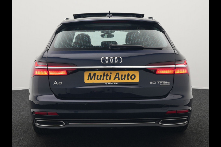 Audi A6 Avant 50 TFSI e quattro S Line Plug In Hybrid 300pk PHEV | Trekhaak Af Fabriek | Panodak | Head Up | Bang & Olufsen | Lederen Sportstoelen Verwarmd | Adaptive Cruise | Apple Carplay | Camera | Blis | Navigatie | Virtual | DAB | JGS-28-R