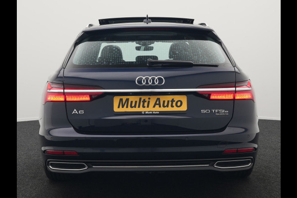 Audi A6 Avant 50 TFSI e quattro S Line Plug In Hybrid 300pk PHEV | Trekhaak Af Fabriek | Panodak | Head Up | Bang & Olufsen | Lederen Sportstoelen Verwarmd | Adaptive Cruise | Apple Carplay | Camera | Blis | Navigatie | Virtual | DAB | JGS-28-R