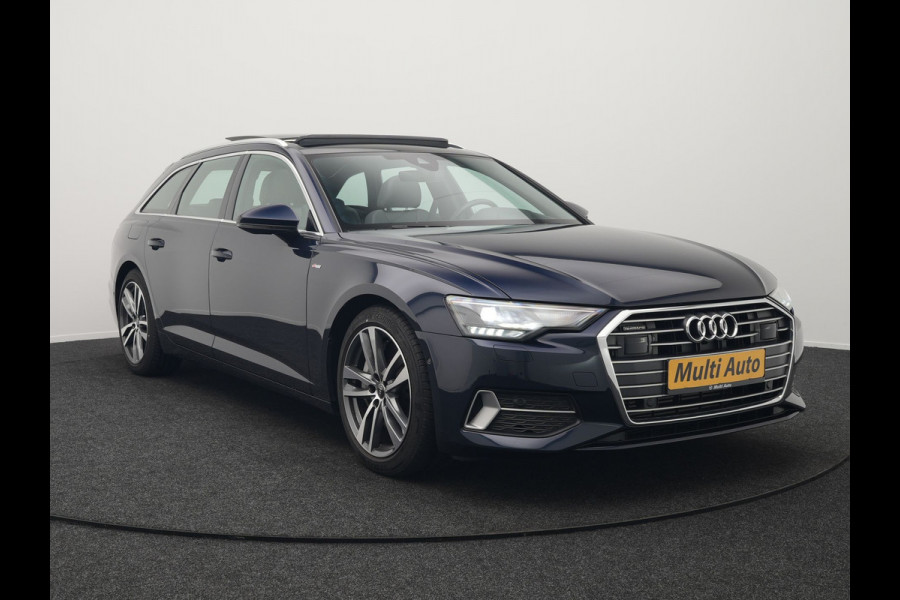 Audi A6 Avant 50 TFSI e quattro S Line Plug In Hybrid 300pk PHEV | Trekhaak Af Fabriek | Panodak | Head Up | Bang & Olufsen | Lederen Sportstoelen Verwarmd | Adaptive Cruise | Apple Carplay | Camera | Blis | Navigatie | Virtual | DAB | JGS-28-R