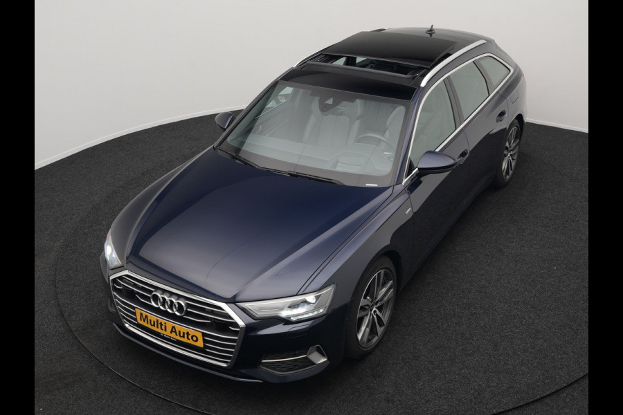 Audi A6 Avant 50 TFSI e quattro S Line Plug In Hybrid 300pk PHEV | Trekhaak Af Fabriek | Panodak | Head Up | Bang & Olufsen | Lederen Sportstoelen Verwarmd | Adaptive Cruise | Apple Carplay | Camera | Blis | Navigatie | Virtual | DAB | JGS-28-R
