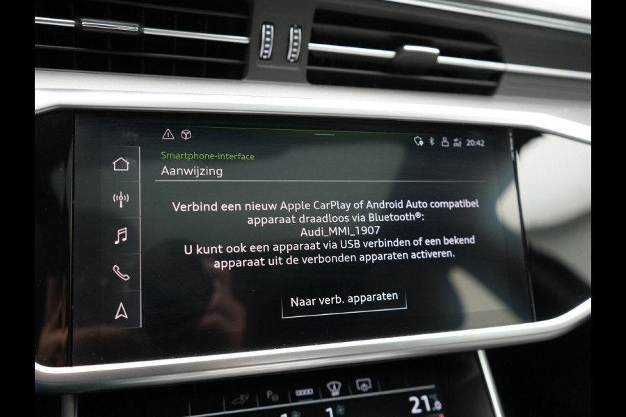 Audi A6 Avant 50 TFSI e quattro S Line Plug In Hybrid 300pk PHEV | Trekhaak Af Fabriek | Panodak | Head Up | Bang & Olufsen | Lederen Sportstoelen Verwarmd | Adaptive Cruise | Apple Carplay | Camera | Blis | Navigatie | Virtual | DAB | JGS-28-R