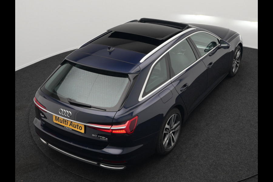 Audi A6 Avant 50 TFSI e quattro S Line Plug In Hybrid 300pk PHEV | Trekhaak Af Fabriek | Panodak | Head Up | Bang & Olufsen | Lederen Sportstoelen Verwarmd | Adaptive Cruise | Apple Carplay | Camera | Blis | Navigatie | Virtual | DAB | JGS-28-R