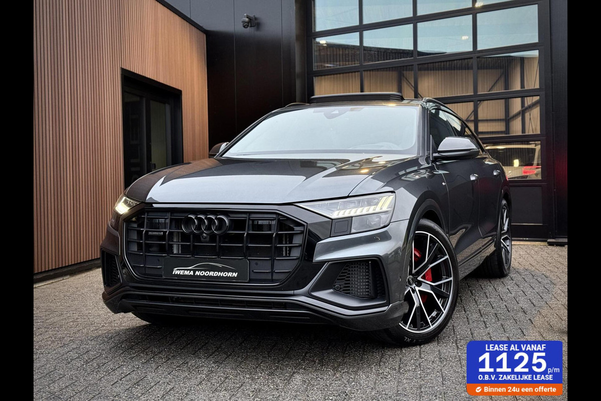 Audi Q8 55 TFSI e quattro S-Line Panoramadak|RS-zetels|Carbon|Softclose|Luchtvering|Keyless|Head-Up|Camera 360°|Matrix Audi Q8 55 TFSI e quattro S-Line Panoramadak|RS-zetels|Carbon|Softclose|Luchtvering|Keyless|Head-Up|Camera 360°|Matrix