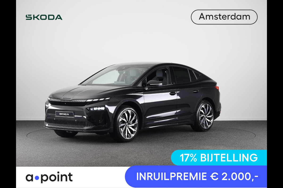 Škoda Enyaq Coupé 85 Sportline 286 pk | Panoramadak | Head up display | 360° camera | Massagestoel | 21 inch | Blind Spot | Adaptive Cruise Control Škoda Enyaq Coupé 85 Sportline 286 pk | Panoramadak | Head up display | 360° camera | Massagestoel | 21 inch | Blind Spot | Adaptive Cruise Control