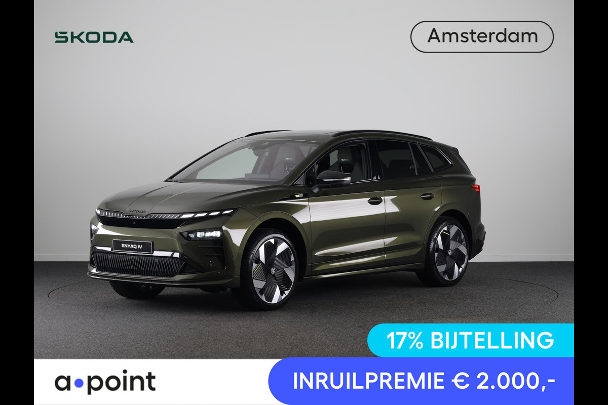 Škoda Enyaq 85X RS 340 pk | Business Upgrade Pakket - MAXX | Lederen bekleding | Panoramadak | Winter pakket | 21 inch lichtmetalen velgen Škoda Enyaq 85X RS 340 pk | Business Upgrade Pakket - MAXX | Lederen bekleding | Panoramadak | Winter pakket | 21 inch lichtmetalen velgen