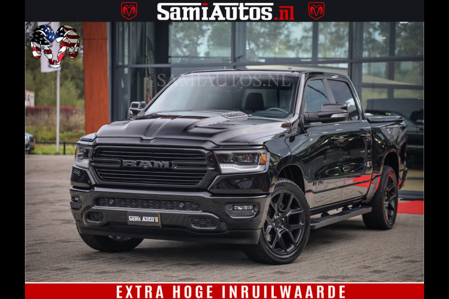 Dodge Ram 1500 SPORT BLACK EDITION | 4X4 5.7 V8 | VOL OPTIES | 360 CAMERA | APPLE CARPLAY | 3500KG | 22INCH NIGHT | FULL LED | ADAPTIVE CRUISE | MEMORY SEATS | LEDER | DUBBELE CABINE | CREWCAB Dodge Ram 1500 SPORT BLACK EDITION | 4X4 5.7 V8 | VOL OPTIES | 360 CAMERA | APPLE CARPLAY | 3500KG | 22INCH NIGHT | FULL LED | ADAPTIVE CRUISE | MEMORY SEATS | LEDER | DUBBELE CABINE | CREWCAB