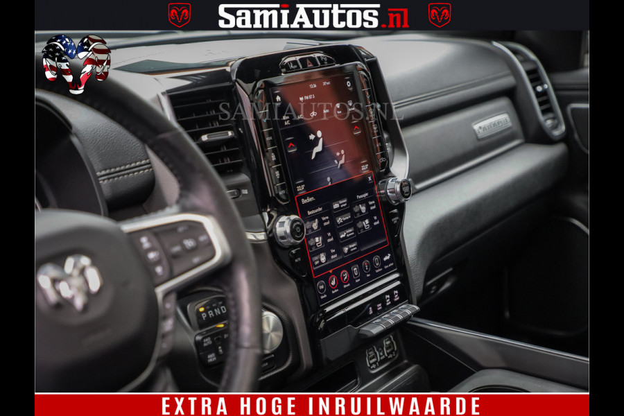 Dodge Ram 1500 BLACK EDITION | 4X4 5.7 V8 | PRINS LPG | CAMERA | APPLE CARPLAY | 3500KG | 22INCH NIGHT | FULL LED | ADAPTIVE CRUISE | MEMORY SEATS | LEDER | DUBBELE CABINE | CREWCAB