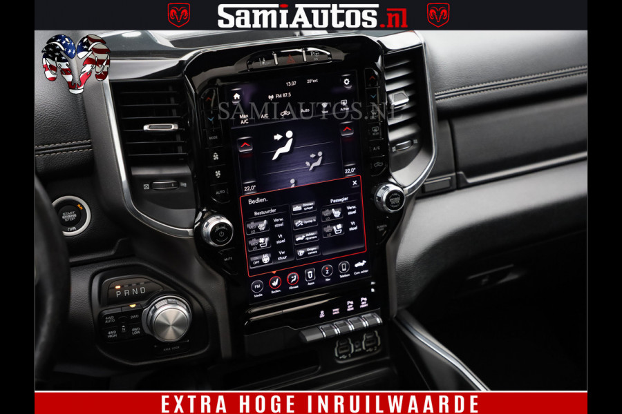 Dodge Ram 1500 BLACK EDITION | 4X4 5.7 V8 | PRINS LPG | CAMERA | APPLE CARPLAY | 3500KG | 22INCH NIGHT | FULL LED | ADAPTIVE CRUISE | MEMORY SEATS | LEDER | DUBBELE CABINE | CREWCAB