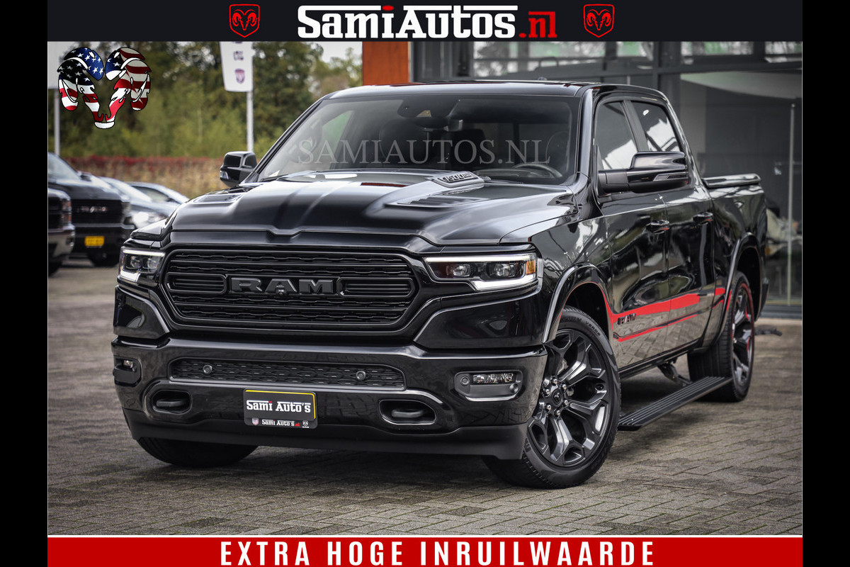Dodge Ram 1500 LIMITED | 5.7 V8 4X4 | HUD | LUCHTVERING | 360CAM | HUD | DIGI CLUSTER | BINNENSPIEGEL CAMERA | CREWCAB | PANORAMA | AUTO TREEPLANK | ADAPTIVE CRUISE | LPG RAM VOL | BLACK ON BLACK Dodge Ram 1500 LIMITED | 5.7 V8 4X4 | HUD | LUCHTVERING | 360CAM | HUD | DIGI CLUSTER | BINNENSPIEGEL CAMERA | CREWCAB | PANORAMA | AUTO TREEPLANK | ADAPTIVE CRUISE | LPG RAM VOL | BLACK ON BLACK