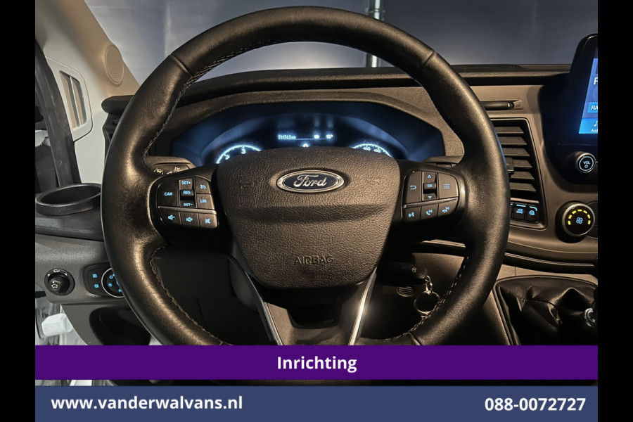 Ford Transit 2.0 TDCI 130pk L4H3 Jumbo Euro6 *Post NL inrichting* Airco | Camera | Apple Carplay LED, Cruisecontrol, Android Auto, Sidebars, Verwarmde Voorruit, Schappen, Doorloopdeur, Parkeersensoren
