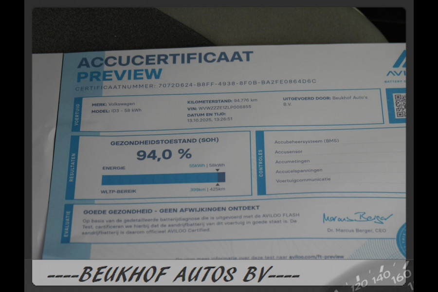 Volkswagen ID.3 First Plus 58 kWh Trekhaak Carplay Soh 94%