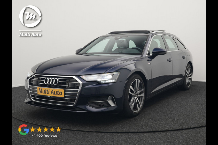Audi A6 Avant 50 TFSI e quattro S Line Plug In Hybrid 300pk PHEV | Trekhaak Af Fabriek | Panodak | Head Up | Bang & Olufsen | Lederen Sportstoelen Verwarmd | Adaptive Cruise | Apple Carplay | Camera | Blis | Navigatie | Virtual | DAB | JGS-28-R