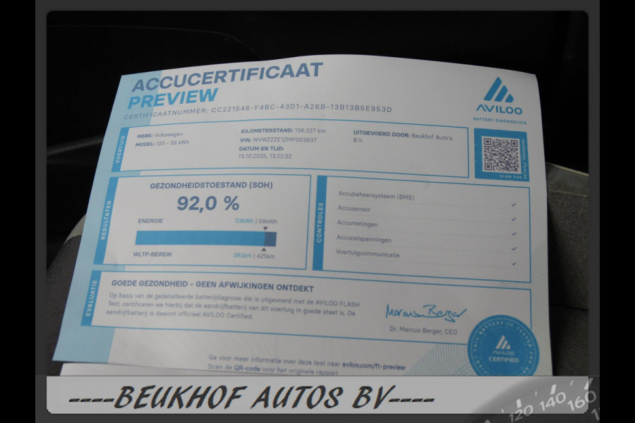 Volkswagen ID.3 First Plus 58 kWh Trekhaak Carplay Soh 92%
