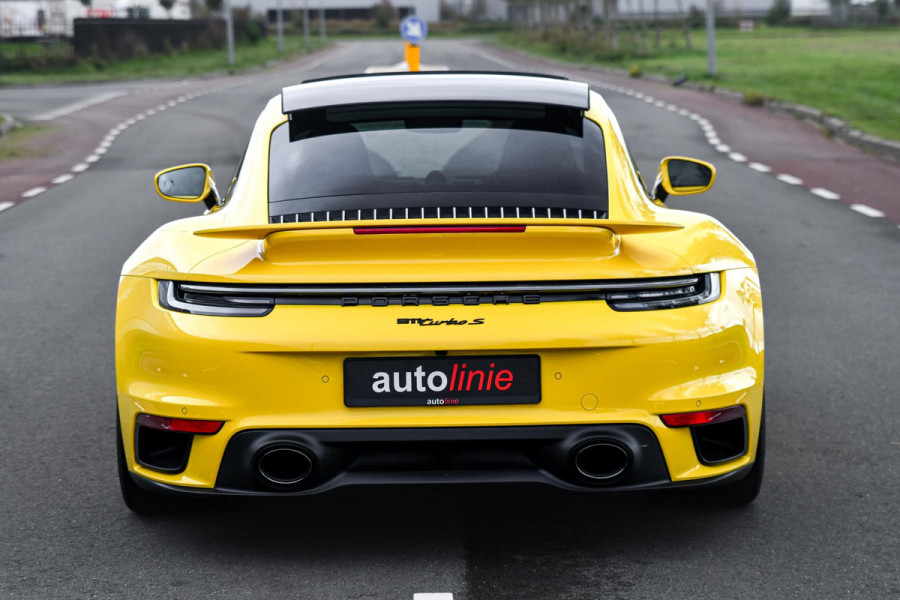 Porsche 911 3.8 Turbo S. Keramisch, Racing Yellow, Burmester, Alcantara hemel, PDCC, Sportuitl, Pano, ACC, 18 Weg, Dodeh, Camera!