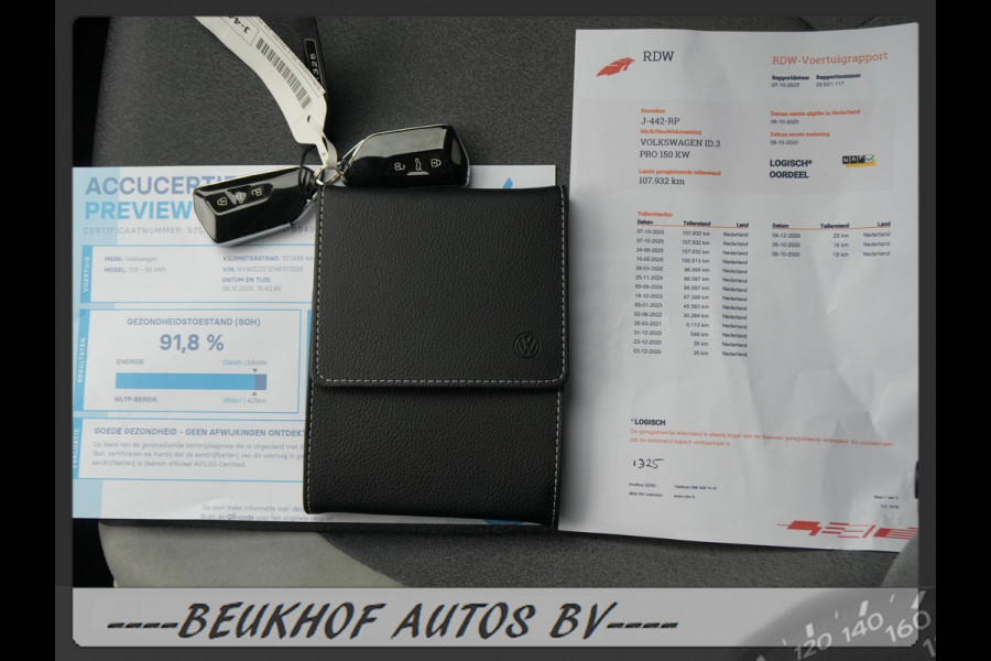 Volkswagen ID.3 First Plus 58 kWh Carplay Cruise Soh 91.8%
