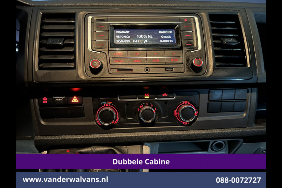Volkswagen Transporter 2.0 TDI 150pk L2H1 Dubbele Cabine Euro6 Airco | 6-Zits | 2500kg Trekhaak Cruisecontrol, Bijrijdersbank