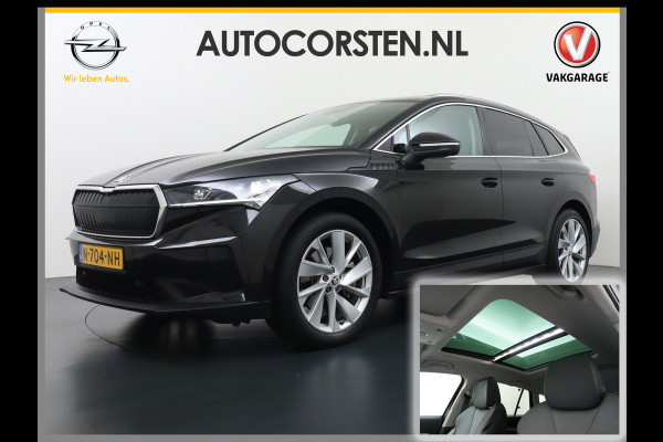 Škoda ENYAQ iV 80 Adaptive Cr. Pano-dak 360° Matrix-Led PDC-a+v Camera Apple Carplay Android Auto Navi Ecc Keyless Stuur+Stoelverwarming+1/2 Le Assistentie Pakket Climate-pakket Comfort-pakket E-call Keyless Licht-pakket Led Matrix 1e Eig.Orig.Nederlandse Auto Grootste Accupakket 11kw thuisladen SOH 92% ruim 55.000 nieuw