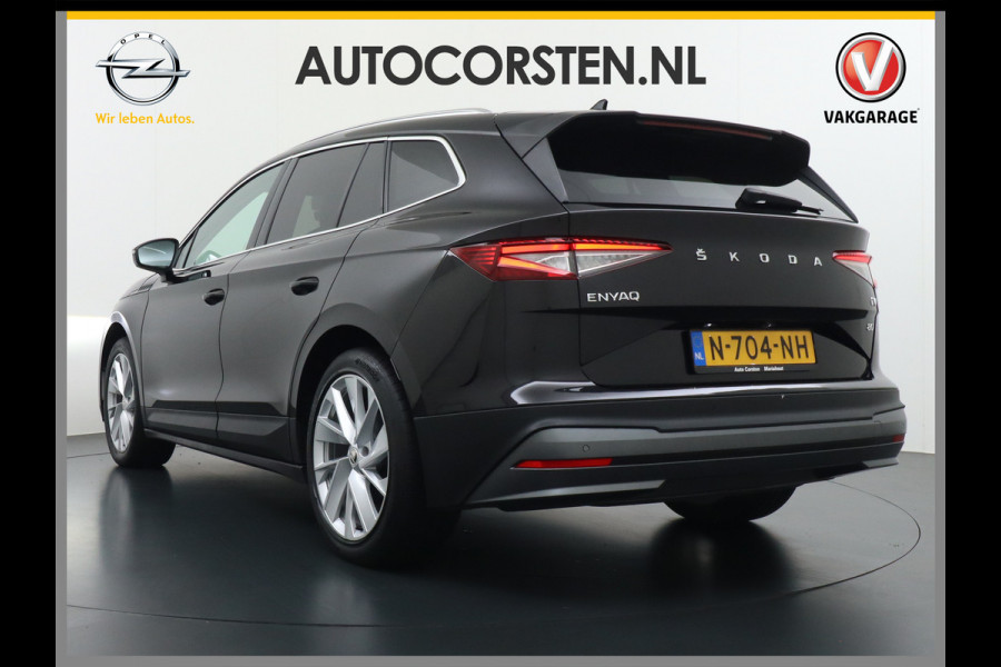 Škoda ENYAQ iV 80 Adaptive Cr. Pano-dak 360° Matrix-Led PDC-a+v Camera Apple Carplay Android Auto Navi Ecc Keyless Stuur+Stoelverwarming+1/2 Le Assistentie Pakket Climate-pakket Comfort-pakket E-call Keyless Licht-pakket Led Matrix 1e Eig.Orig.Nederlandse Auto Grootste Accupakket 11kw thuisladen SOH 92% ruim 55.000 nieuw
