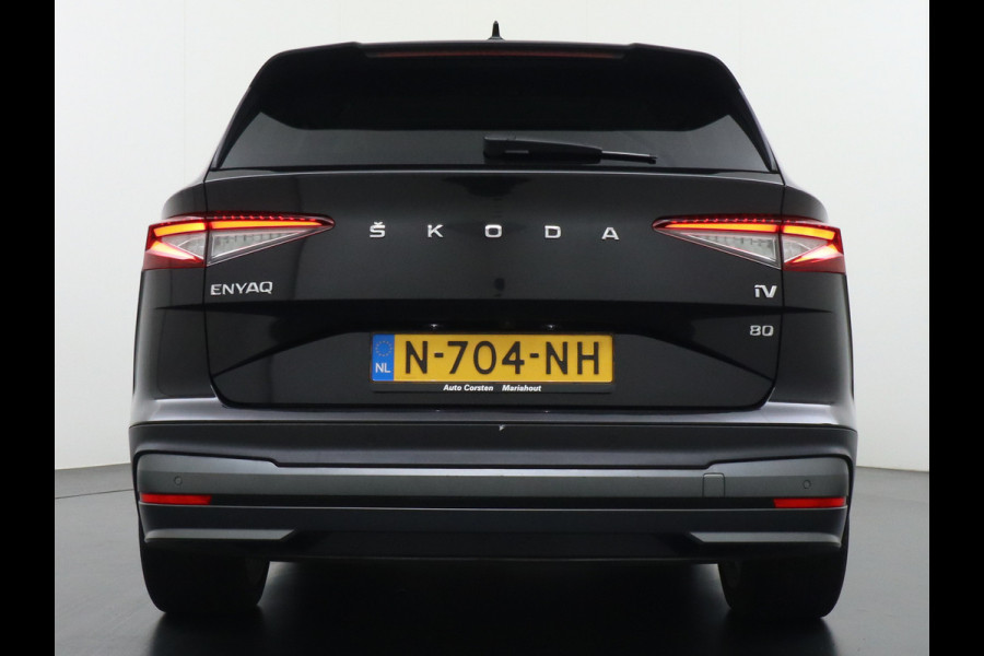 Škoda ENYAQ iV 80 Adaptive Cr. Pano-dak 360° Matrix-Led PDC-a+v Camera Apple Carplay Android Auto Navi Ecc Keyless Stuur+Stoelverwarming+1/2 Le Assistentie Pakket Climate-pakket Comfort-pakket E-call Keyless Licht-pakket Led Matrix 1e Eig.Orig.Nederlandse Auto Grootste Accupakket 11kw thuisladen SOH 92% ruim 55.000 nieuw
