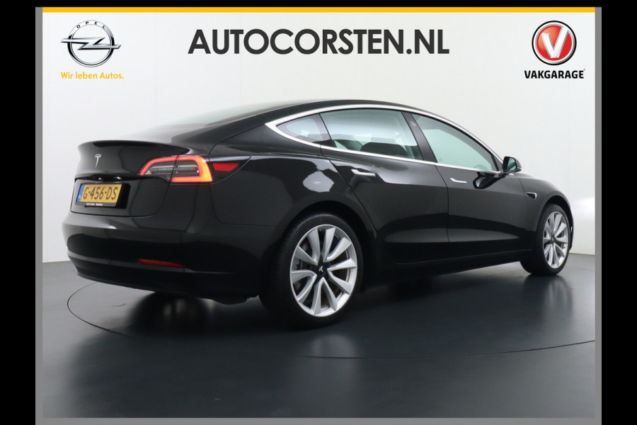 Tesla Model 3 RWD SR+ 60kWh 325PK 19"Lmv  AutoPilot Leder PanoDak Adaptive-Cruise Lmv Camera's Elektr.-Stuur+Stoelen+Spiegels+Geheugen+Easy-En Navi LED Comfortstoelen ACC DAB Voorverwarmen interieur via App Keyless via Telefoonsleutel One-Pedal-Drive 1e Eigenaar Origineel Nederlandse auto tot 11kw laden thuis! 1.584kg licht!