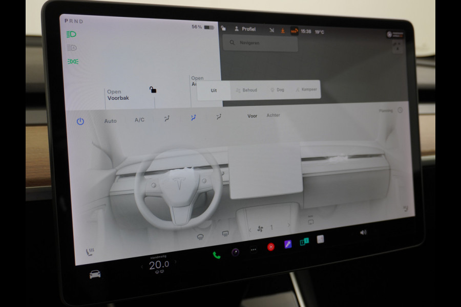 Tesla Model 3 RWD SR+ 60kWh 325PK 19"Lmv  AutoPilot Leder PanoDak Adaptive-Cruise Lmv Camera's Elektr.-Stuur+Stoelen+Spiegels+Geheugen+Easy-En Navi LED Comfortstoelen ACC DAB Voorverwarmen interieur via App Keyless via Telefoonsleutel One-Pedal-Drive 1e Eigenaar Origineel Nederlandse auto tot 11kw laden thuis! 1.584kg licht!