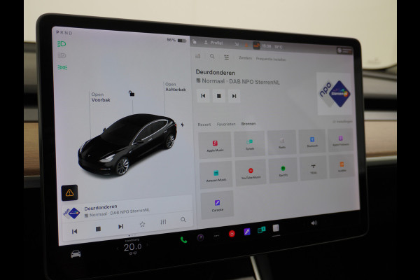 Tesla Model 3 RWD SR+ 60kWh 325PK 19"Lmv  AutoPilot Leder PanoDak Adaptive-Cruise Lmv Camera's Elektr.-Stuur+Stoelen+Spiegels+Geheugen+Easy-En Navi LED Comfortstoelen ACC DAB Voorverwarmen interieur via App Keyless via Telefoonsleutel One-Pedal-Drive 1e Eigenaar Origineel Nederlandse auto tot 11kw laden thuis! 1.584kg licht!