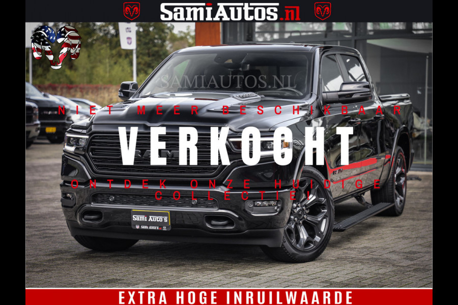 Dodge Ram 1500 LIMITED | 5.7 V8 4X4 | HUD | LUCHTVERING | 360CAM | HUD | DIGI CLUSTER | BINNENSPIEGEL CAMERA | CREWCAB | PANORAMA | AUTO TREEPLANK | ADAPTIVE CRUISE | LPG RAM VOL | BLACK ON BLACK