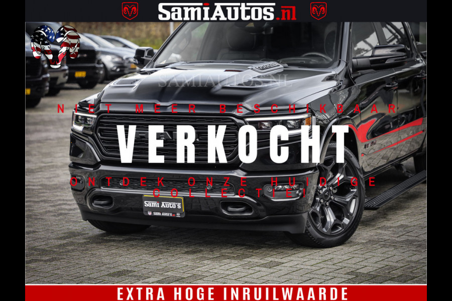 Dodge Ram 1500 LIMITED | 5.7 V8 4X4 | HUD | LUCHTVERING | 360CAM | HUD | DIGI CLUSTER | BINNENSPIEGEL CAMERA | CREWCAB | PANORAMA | AUTO TREEPLANK | ADAPTIVE CRUISE | LPG RAM VOL | BLACK ON BLACK