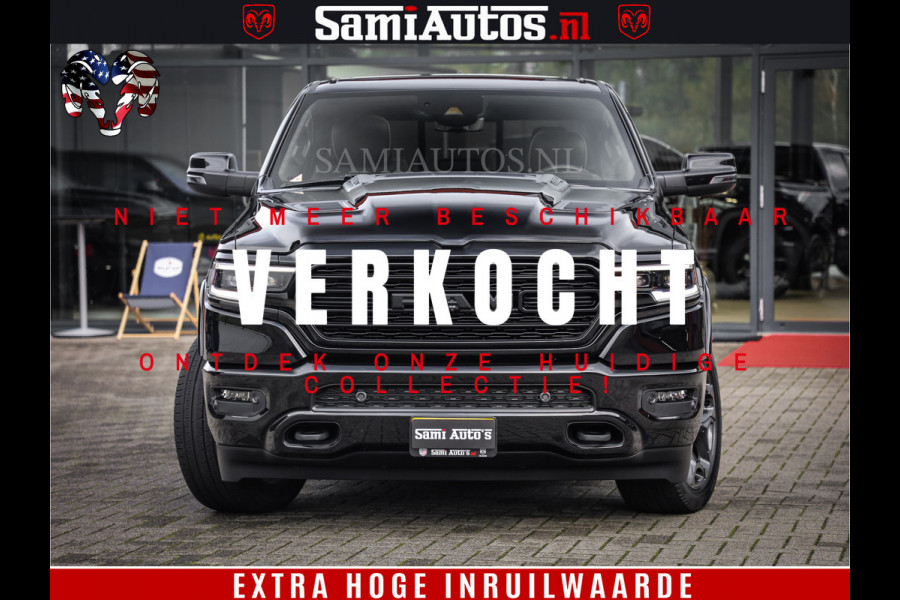 Dodge Ram 1500 LIMITED | 5.7 V8 4X4 | HUD | LUCHTVERING | 360CAM | HUD | DIGI CLUSTER | BINNENSPIEGEL CAMERA | CREWCAB | PANORAMA | AUTO TREEPLANK | ADAPTIVE CRUISE | LPG RAM VOL | BLACK ON BLACK