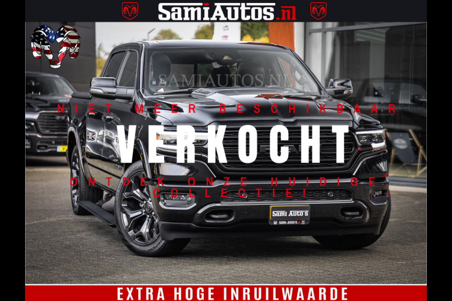 Dodge Ram 1500 LIMITED | 5.7 V8 4X4 | HUD | LUCHTVERING | 360CAM | HUD | DIGI CLUSTER | BINNENSPIEGEL CAMERA | CREWCAB | PANORAMA | AUTO TREEPLANK | ADAPTIVE CRUISE | LPG RAM VOL | BLACK ON BLACK