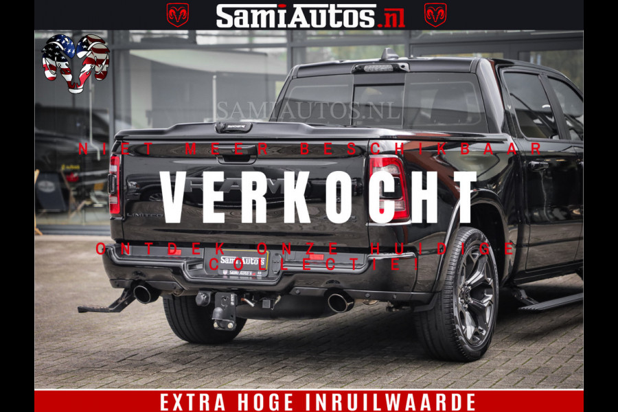 Dodge Ram 1500 LIMITED | 5.7 V8 4X4 | HUD | LUCHTVERING | 360CAM | HUD | DIGI CLUSTER | BINNENSPIEGEL CAMERA | CREWCAB | PANORAMA | AUTO TREEPLANK | ADAPTIVE CRUISE | LPG RAM VOL | BLACK ON BLACK
