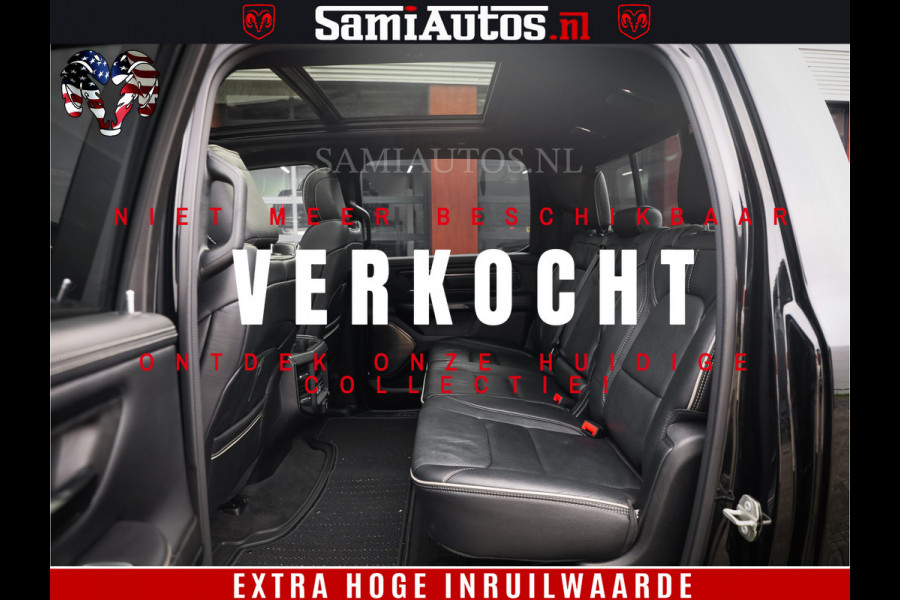 Dodge Ram 1500 LIMITED | 5.7 V8 4X4 | HUD | LUCHTVERING | 360CAM | HUD | DIGI CLUSTER | BINNENSPIEGEL CAMERA | CREWCAB | PANORAMA | AUTO TREEPLANK | ADAPTIVE CRUISE | LPG RAM VOL | BLACK ON BLACK
