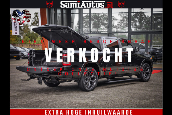 Dodge Ram 1500 LIMITED | 5.7 V8 4X4 | HUD | LUCHTVERING | 360CAM | HUD | DIGI CLUSTER | BINNENSPIEGEL CAMERA | CREWCAB | PANORAMA | AUTO TREEPLANK | ADAPTIVE CRUISE | LPG RAM VOL | BLACK ON BLACK