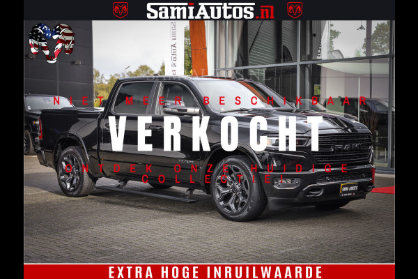 Dodge Ram 1500 LIMITED | 5.7 V8 4X4 | HUD | LUCHTVERING | 360CAM | HUD | DIGI CLUSTER | BINNENSPIEGEL CAMERA | CREWCAB | PANORAMA | AUTO TREEPLANK | ADAPTIVE CRUISE | LPG RAM VOL | BLACK ON BLACK