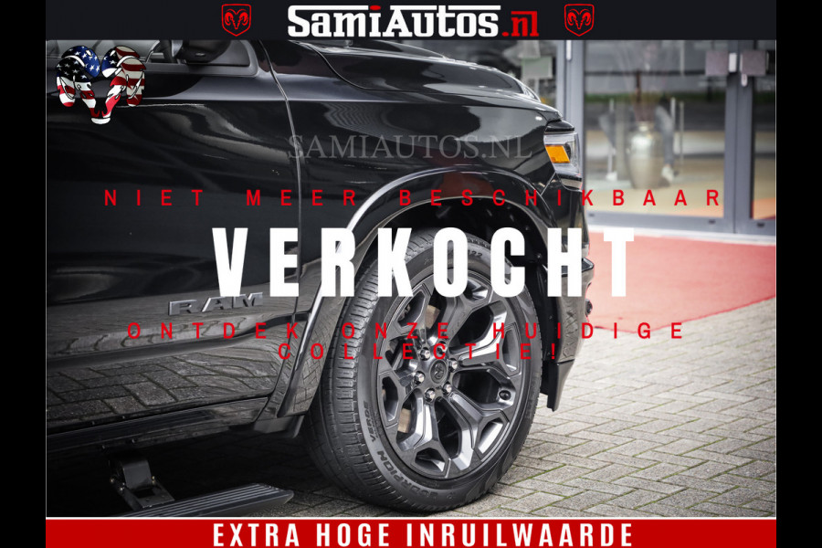 Dodge Ram 1500 LIMITED | 5.7 V8 4X4 | HUD | LUCHTVERING | 360CAM | HUD | DIGI CLUSTER | BINNENSPIEGEL CAMERA | CREWCAB | PANORAMA | AUTO TREEPLANK | ADAPTIVE CRUISE | LPG RAM VOL | BLACK ON BLACK