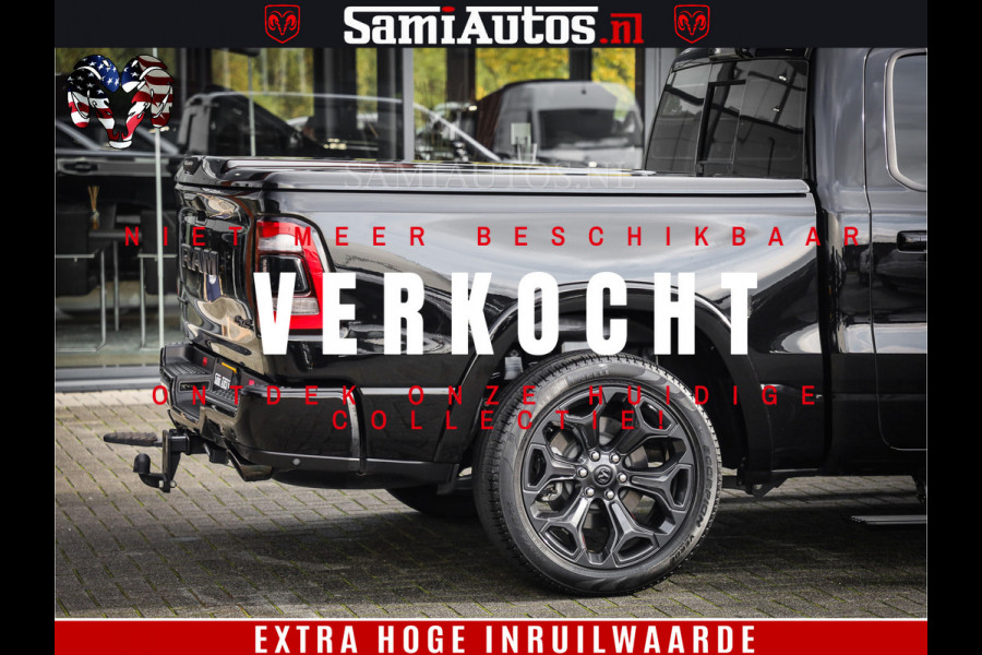Dodge Ram 1500 LIMITED | 5.7 V8 4X4 | HUD | LUCHTVERING | 360CAM | HUD | DIGI CLUSTER | BINNENSPIEGEL CAMERA | CREWCAB | PANORAMA | AUTO TREEPLANK | ADAPTIVE CRUISE | LPG RAM VOL | BLACK ON BLACK