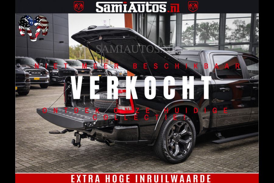 Dodge Ram 1500 LIMITED | 5.7 V8 4X4 | HUD | LUCHTVERING | 360CAM | HUD | DIGI CLUSTER | BINNENSPIEGEL CAMERA | CREWCAB | PANORAMA | AUTO TREEPLANK | ADAPTIVE CRUISE | LPG RAM VOL | BLACK ON BLACK