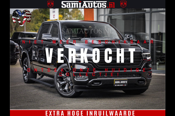 Dodge Ram 1500 LIMITED | 5.7 V8 4X4 | HUD | LUCHTVERING | 360CAM | HUD | DIGI CLUSTER | BINNENSPIEGEL CAMERA | CREWCAB | PANORAMA | AUTO TREEPLANK | ADAPTIVE CRUISE | LPG RAM VOL | BLACK ON BLACK