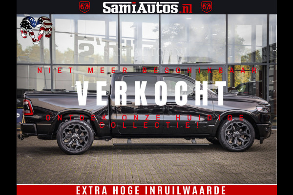 Dodge Ram 1500 LIMITED | 5.7 V8 4X4 | HUD | LUCHTVERING | 360CAM | HUD | DIGI CLUSTER | BINNENSPIEGEL CAMERA | CREWCAB | PANORAMA | AUTO TREEPLANK | ADAPTIVE CRUISE | LPG RAM VOL | BLACK ON BLACK