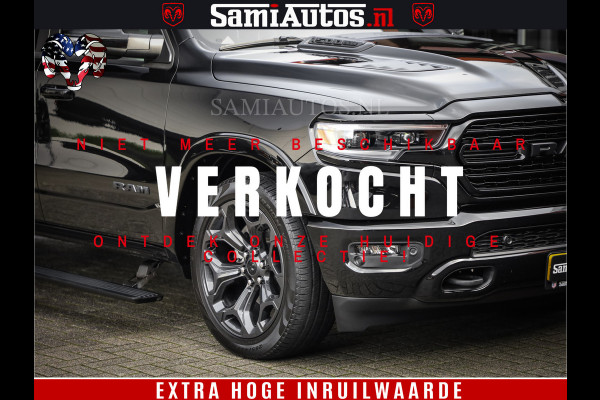 Dodge Ram 1500 LIMITED | 5.7 V8 4X4 | HUD | LUCHTVERING | 360CAM | HUD | DIGI CLUSTER | BINNENSPIEGEL CAMERA | CREWCAB | PANORAMA | AUTO TREEPLANK | ADAPTIVE CRUISE | LPG RAM VOL | BLACK ON BLACK